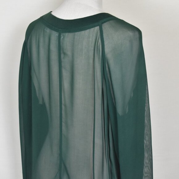One Fine Day Top Blouse M SHEER Green Long Sleeve Crew Neck Machine Wash - Picture 4 of 5